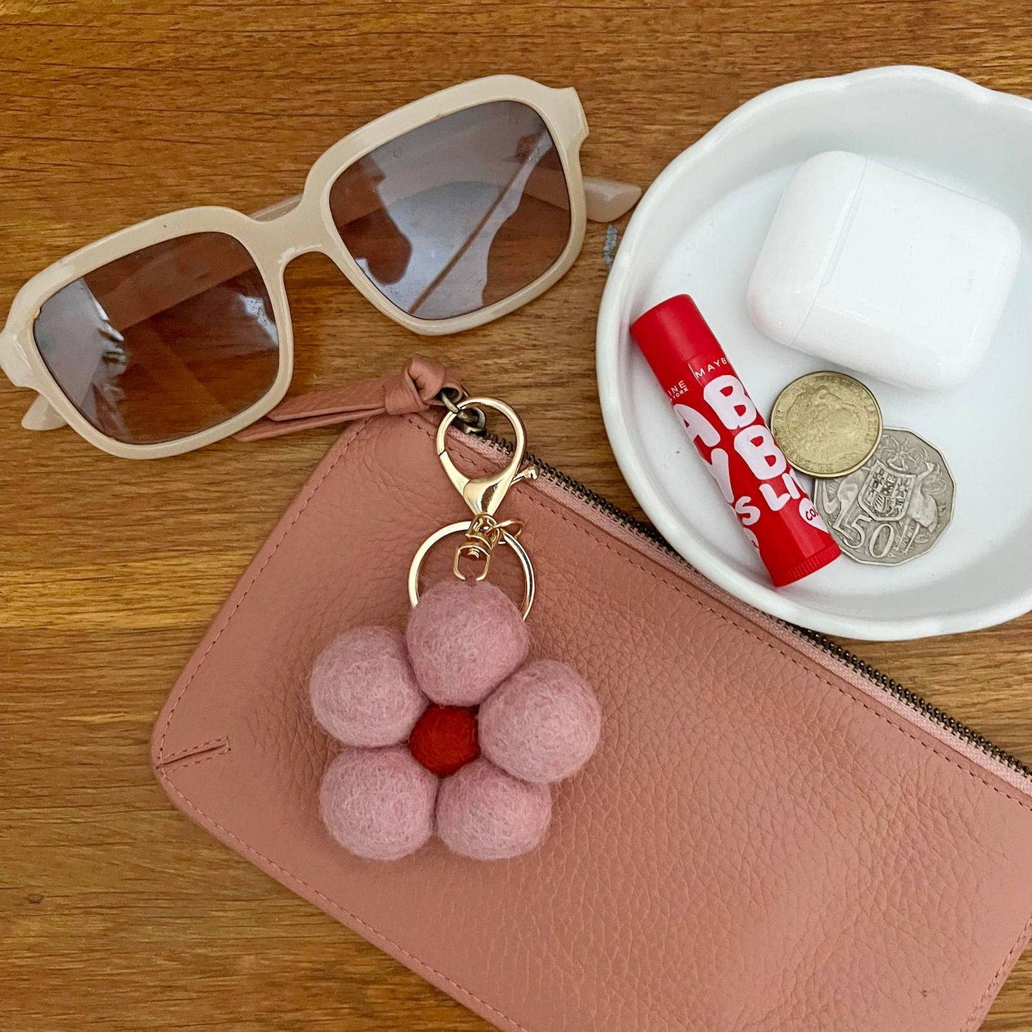 Felt Flower Keychain Charm Bundle