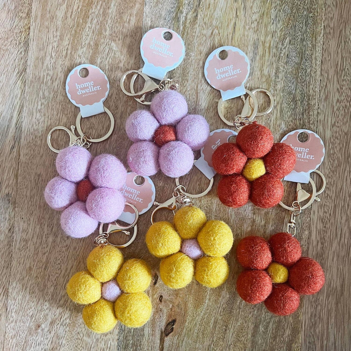 Felt Flower Keychain Charm Bundle