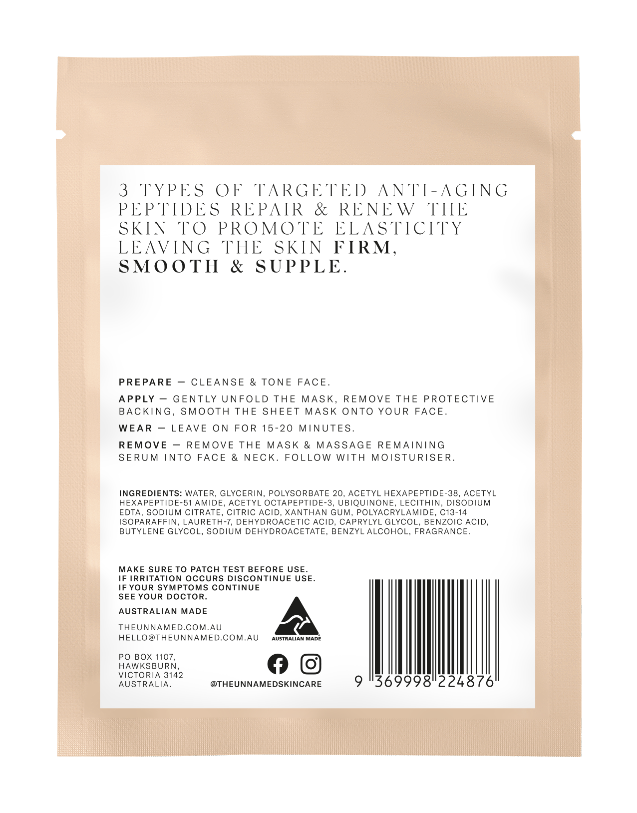 Firming & Anti-Aging Sheet Mask | Sunshine Coast Florist