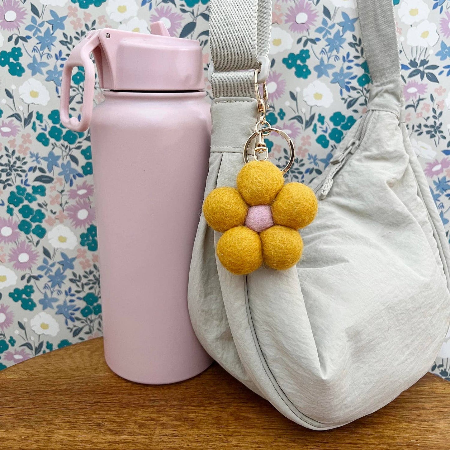 Felt Flower Keychain Charm Bundle