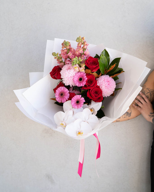 Pink, Red, and White Fresh Flower Arrangement
