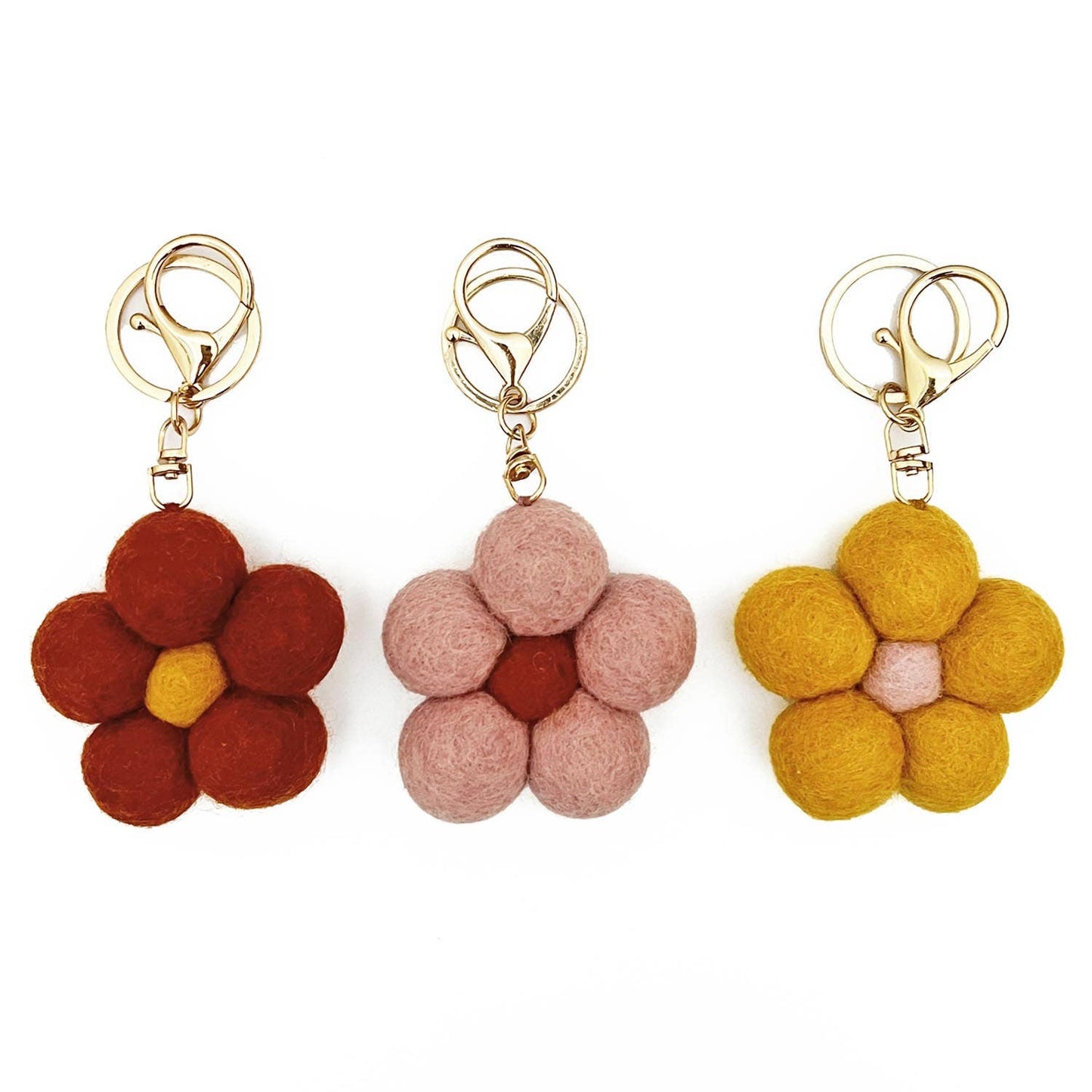 Felt Flower Keychain Charm Bundle