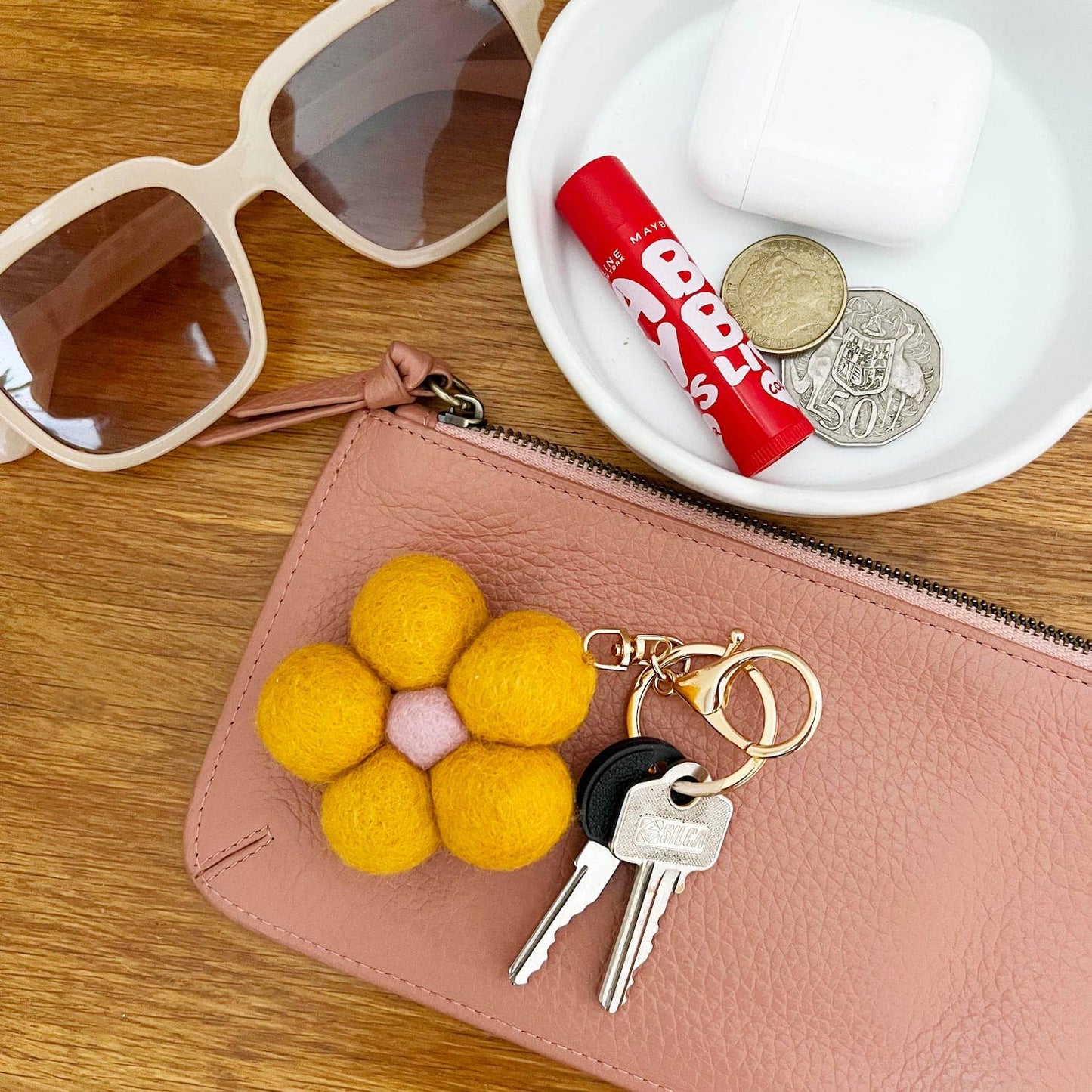 Felt Flower Keychain Charm Bundle