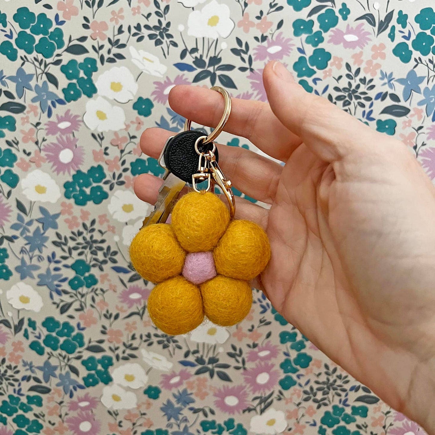Felt Flower Keychain Charm Bundle