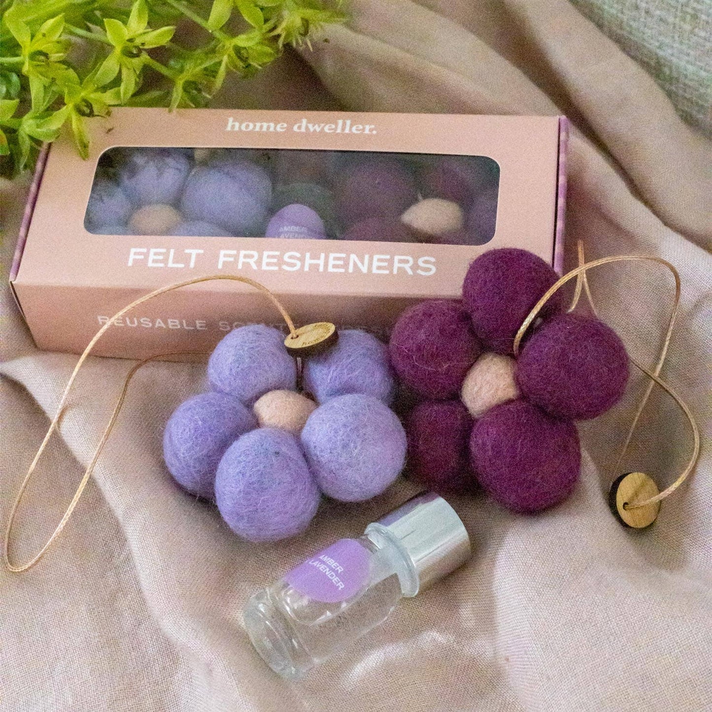 Felt Flower Fresheners - Amber & Lavender | Sunshine Coast Florist