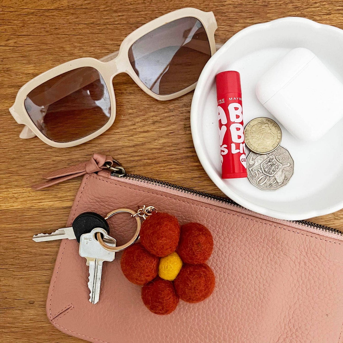 Felt Flower Keychain Charm Bundle