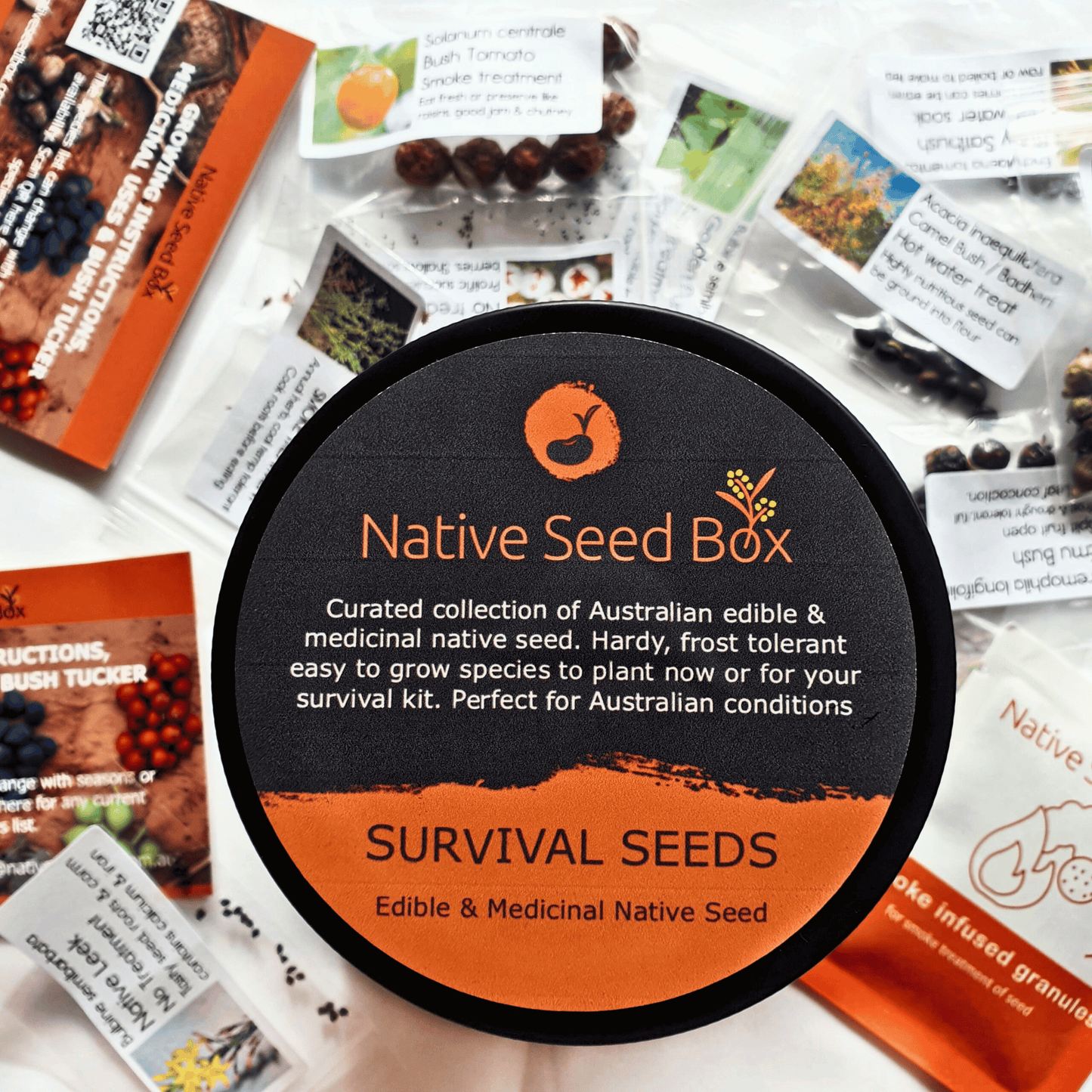 Survival Seed Tin with Australian native edible and medicinal seeds