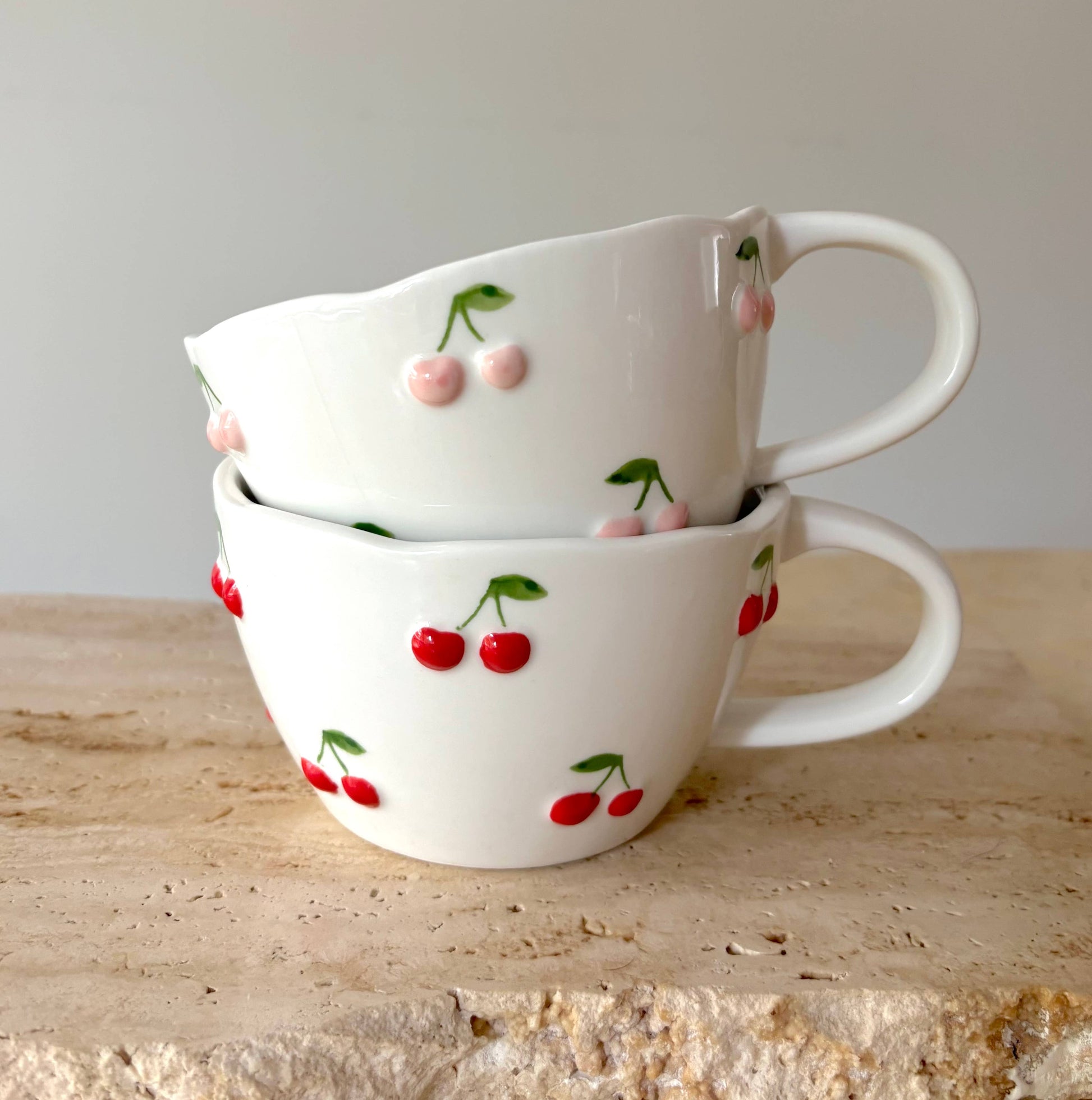 Hand-painted Sweet Cherry Coffee Mugs