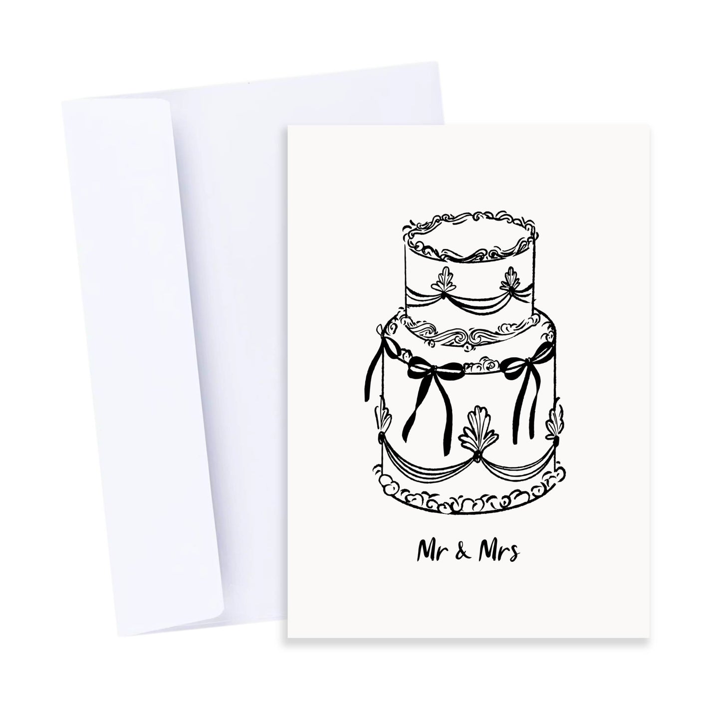 Mr & Mrs Congratulations Card | Cute Wedding Cake Illustration
