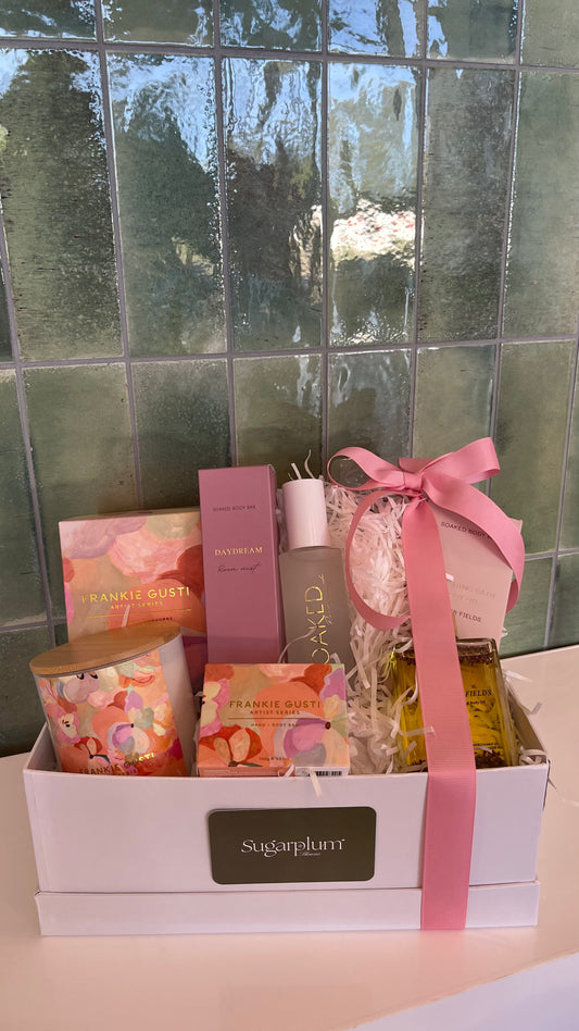 Easter Gift Hamper for Her – Candle, Body Care | Sugarplum Blooms