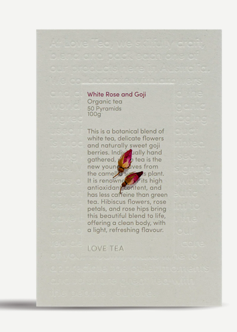Love Tea White Rose and Goji Pyramid Tea Bags | Sugarplum Blooms