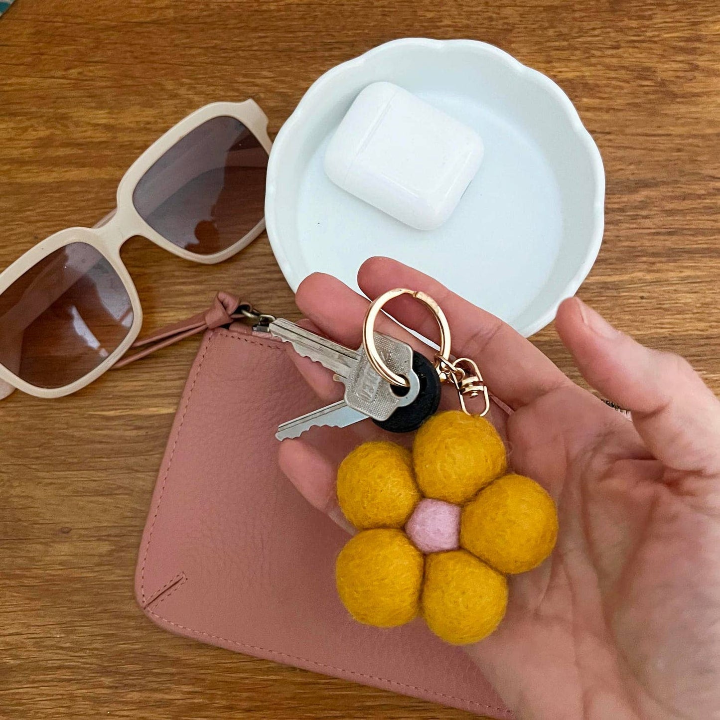 Felt Flower Keychain Charm Bundle