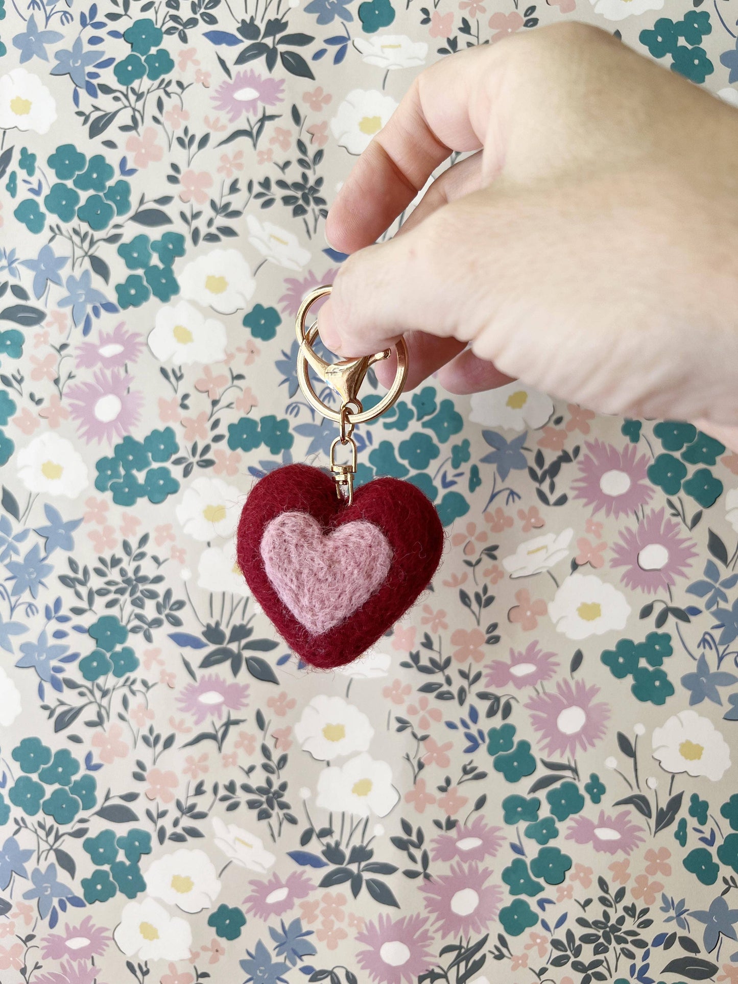 Soft felt heart key accessory for bags | gifts for her