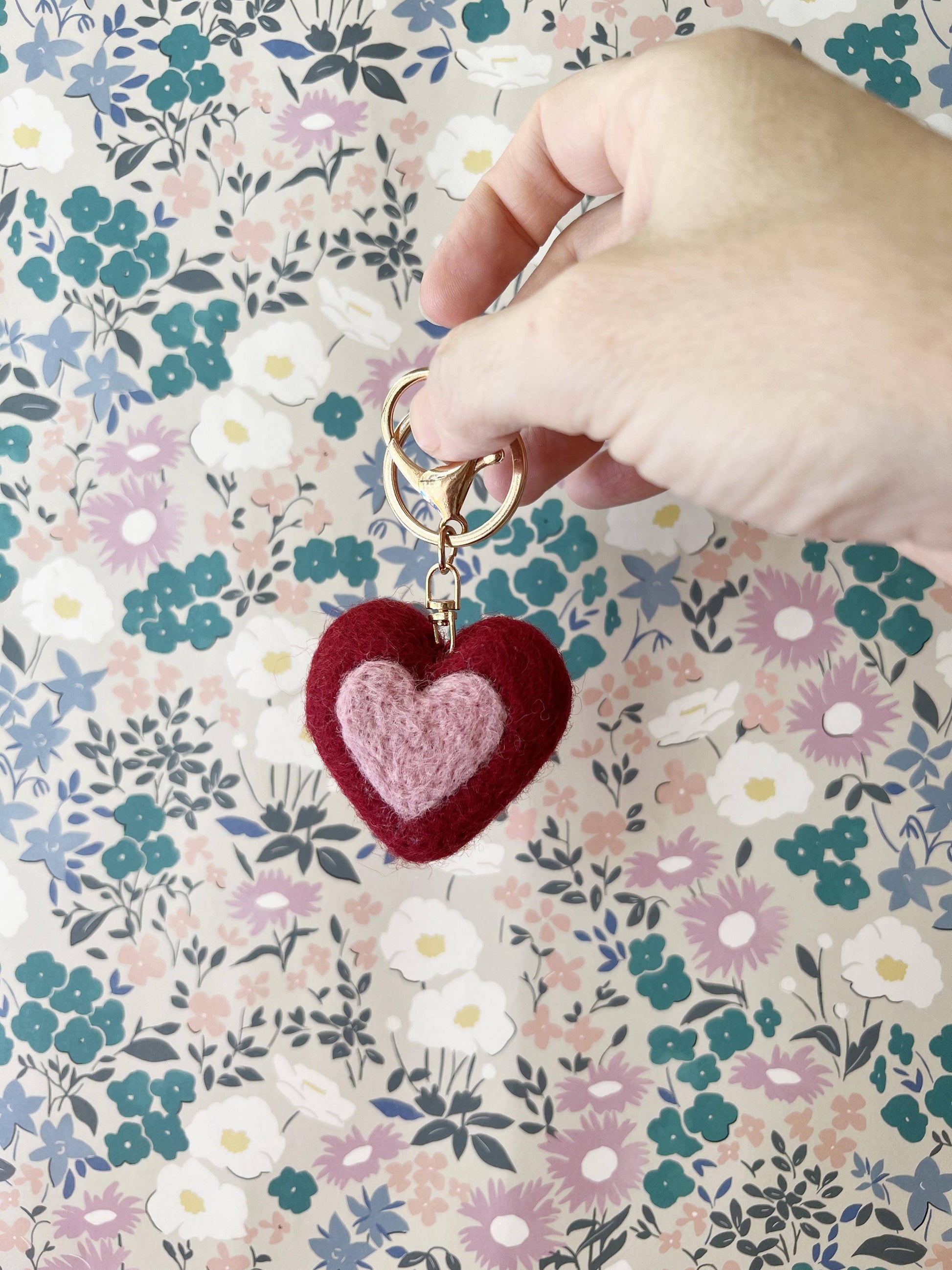Soft felt heart key accessory for bags | gifts for her