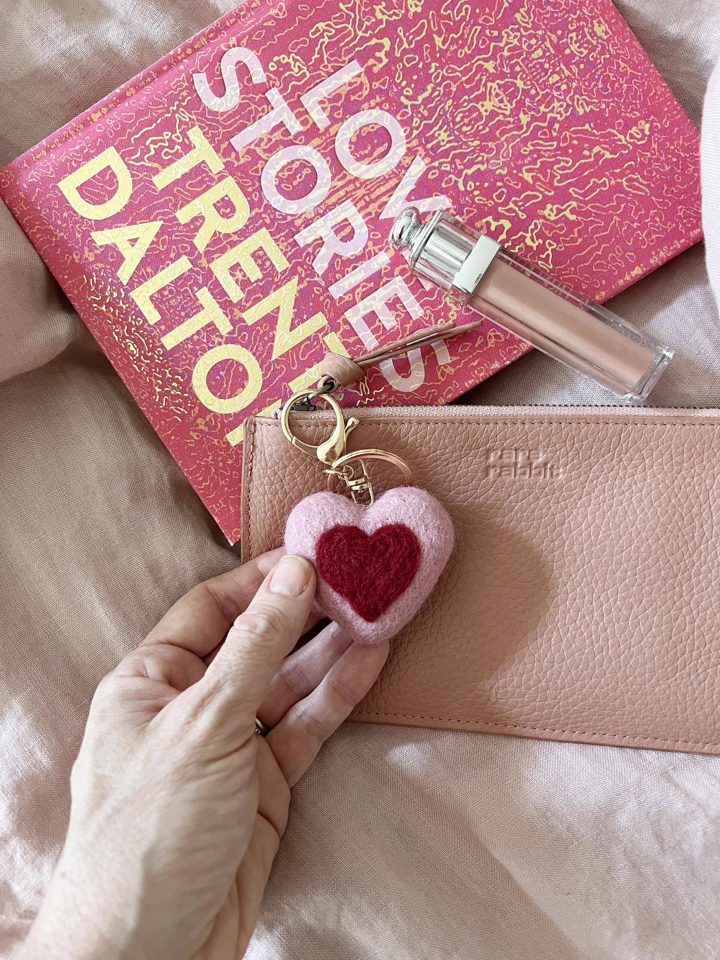 Heart-shaped wool bag charm | gifts for her